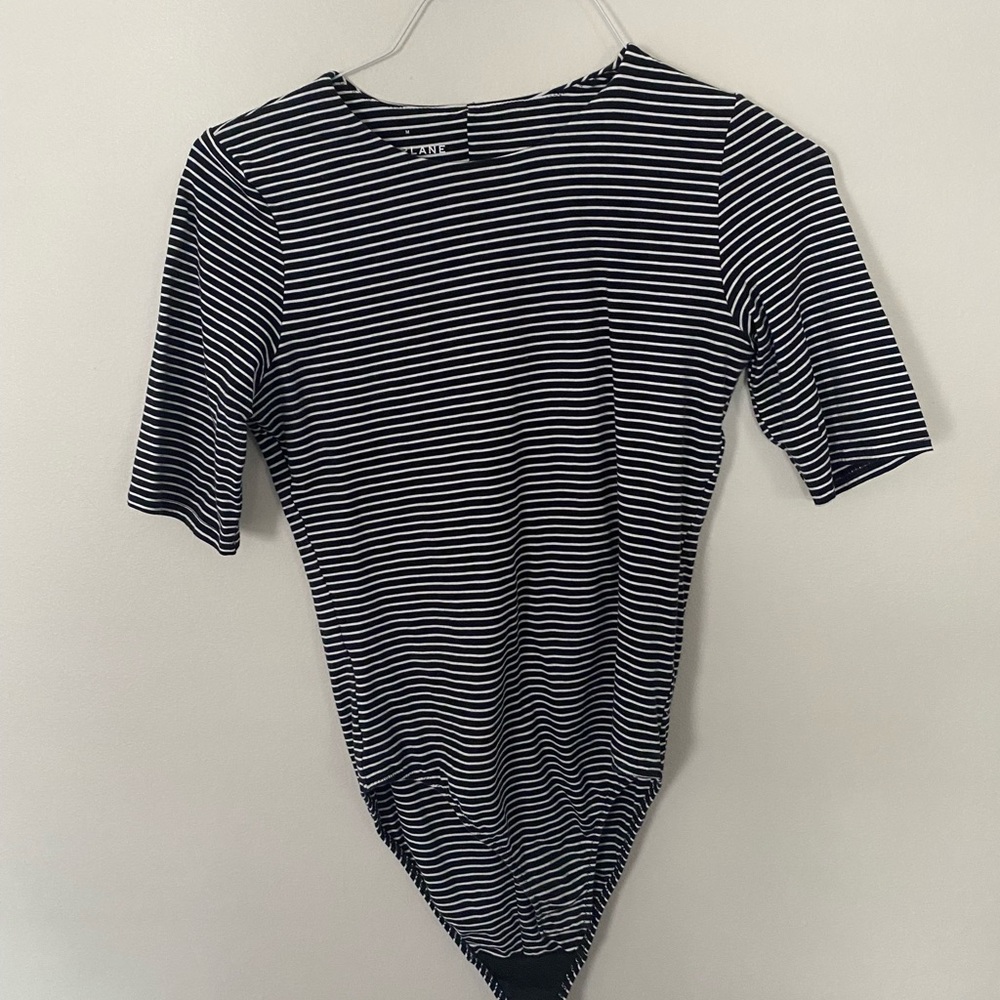 Striped Bodysuit. Black and White. Everlane.